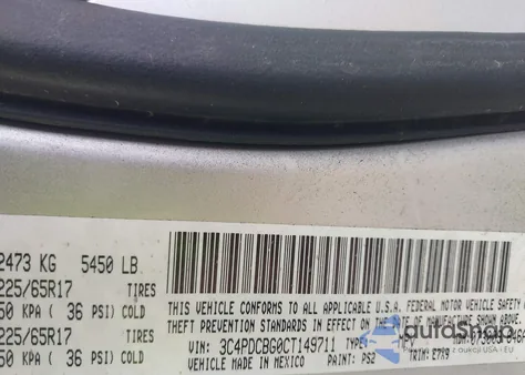 2012 Dodge Journey Sxt z USA, uszkodzony, nr VIN 3C4PDCBG0CT149711